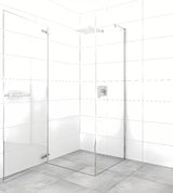 Kabina prysznicowa prostokątna SAT TGD New 90x80 cm z przezroczystym szkłem i profilami w połyskującym chromie.