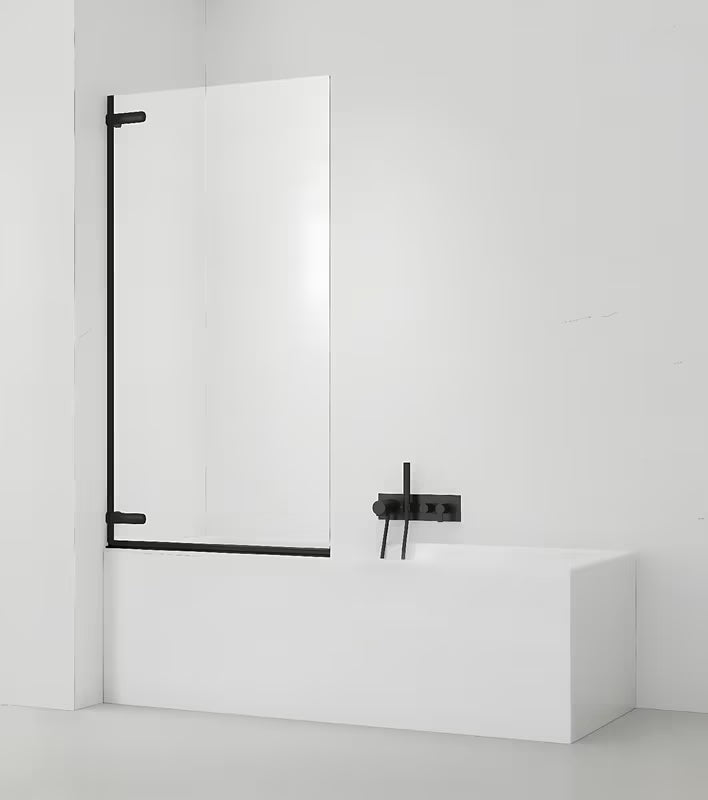 Uchylna parawan nawannowy SAT Tgd New 150x80 cm z przezroczystym szkłem i czarnym matowym profilem