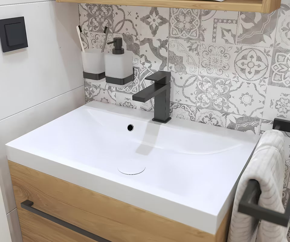 SAT Vision bateria umywalkowa w kolorze czarny mat o nowoczesnym, kanciastym designie