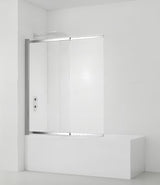 Parawan nawannowy SAT Vision 140x120 cm z profilem chromowanym i przezroczystym szkłem pro do kąpieli pod prysznicem.