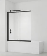 Przesuwna parawan nawannowy SAT Vision 140x120 cm z czarnym profilem i przezroczystym szkłem