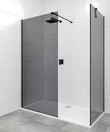 SAT Walk-in ścianka prysznicowa Walk‑in- 100x90 cm w kolorze czarnym z nieprzezroczystym szkłem dymionym