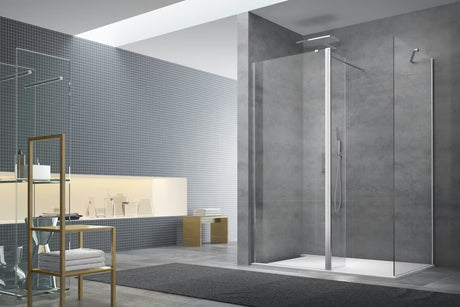SAT Walk-in ścianka prysznicowa Walk‑in- 100x90 cm w błyszczącym chromie z przezroczystym szkłem bez dekoru