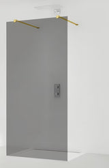 SAT Walk-in ścianka prysznicowa Walk‑in- 100 cm z przezroczystego szkła ze złotymi ramionami mocującymi
