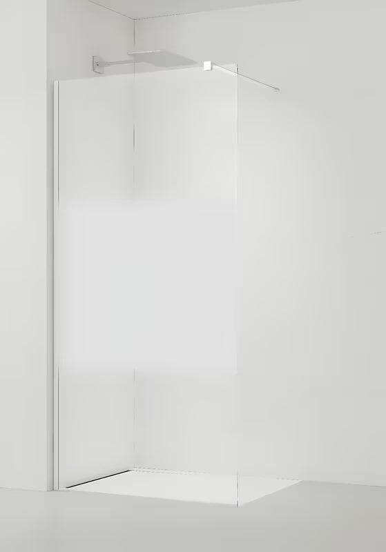 SAT Walk-in ścianka prysznicowa Walk‑in- 100 cm w kolorze białym z przezroczystym szkłem i pasem intymności