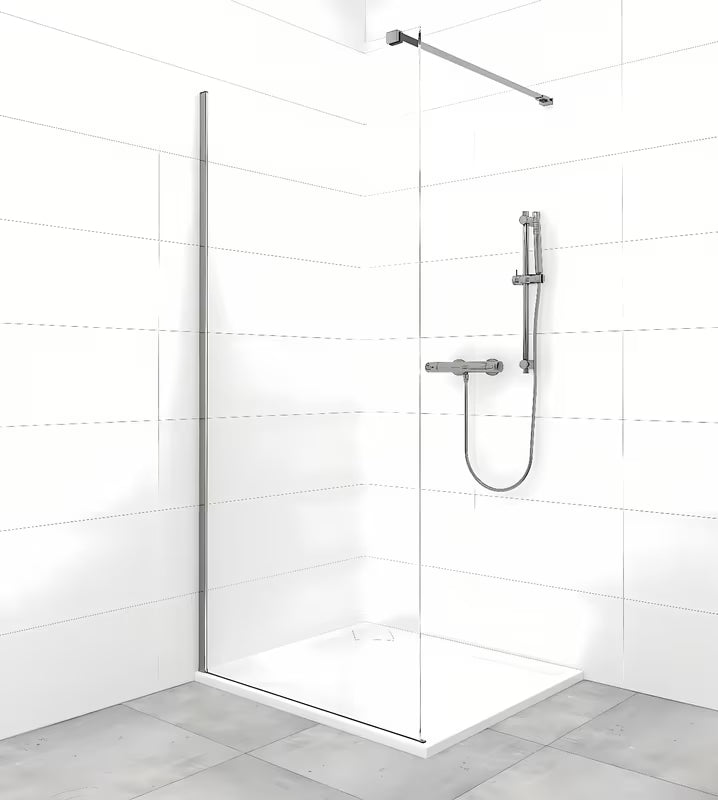 SAT Walk-in ścianka prysznicowa Walk‑in- 100 cm z przezroczystym szkłem i profilami PVD Gun metal