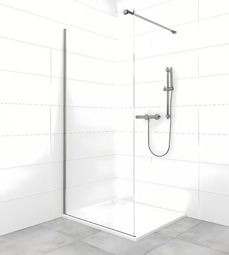 SAT Walk-in ścianka prysznicowa Walk‑in- 100 cm z przezroczystym szkłem i profilami PVD Gun metal