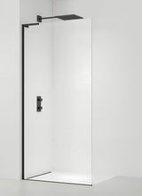 Walk-in ścianka prysznicowa SAT Walk-in 100 cm w czarnym macie z przezroczystym szkłem i powłoką EasyClean