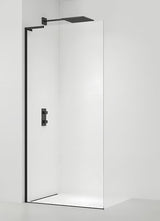 Walk-in ścianka prysznicowa SAT Walk-in 100 cm w czarnym macie z przezroczystym szkłem i powłoką EasyClean