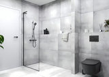 Walk-in ścianka prysznicowa SAT Walk-in 100 cm w czarnym macie z przezroczystym szkłem i powłoką EasyClean