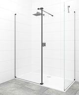 SAT Walk-in ścianka prysznicowa Walk‑in- 110x90 cm w kolorze czarnym z przezroczystym szkłem bez dekoru