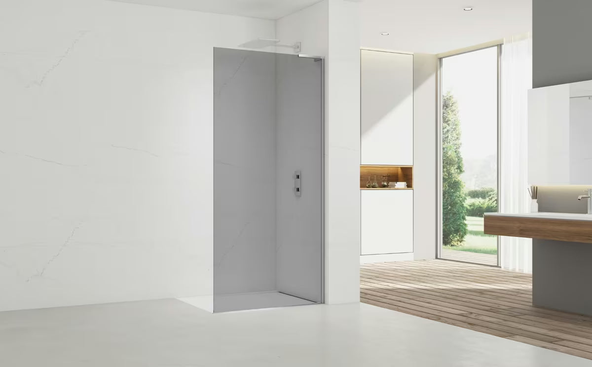 Stała ścianka prysznicowa SAT Walk-in 110 cm w chromie z przezroczystym szkłem i powłoką EasyClean.