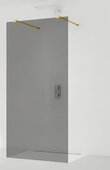 Walk-in ścianka prysznicowa SAT Walk-in 110 cm z przezroczystym szkłem i złotymi wspornikami