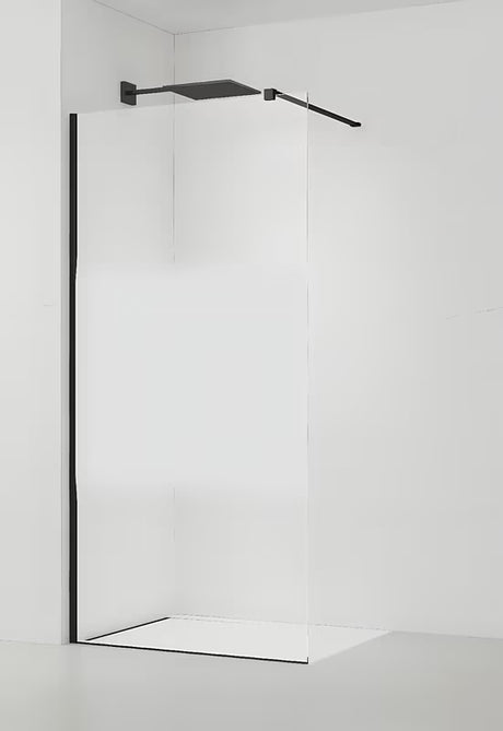 Czarna ścianka prysznicowa walk-in SAT Walk-in 110 cm z przezroczystym szkłem i pasem intymności