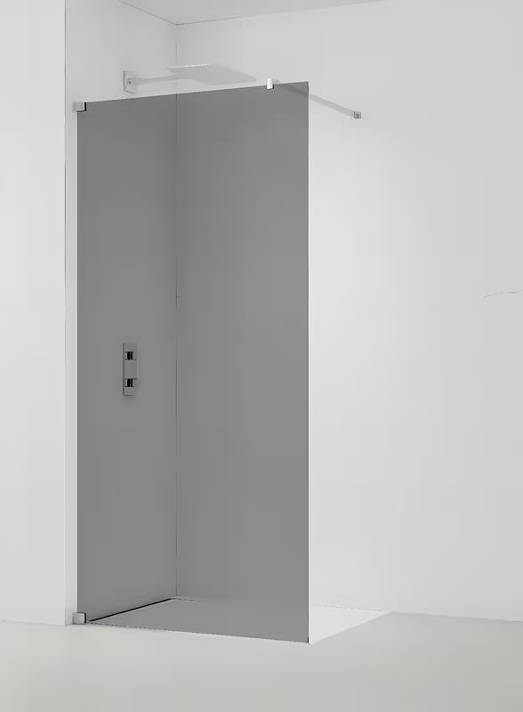 Parawan prysznicowy SAT Walk-in 120 cm z dymionym szkłem i profilami w połyskującym chromie