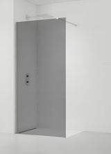 SAT Walk-in ścianka prysznicowa Walk‑in- 120 cm z nieprzezroczystego szkła dymionego i z profilami w połyskującym chromie.