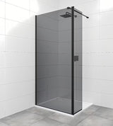 SAT Walk-in ścianka prysznicowa Walk‑in- 120 cm w kolorze czarnym z nieprzezroczystym szkłem z efektem dymionym