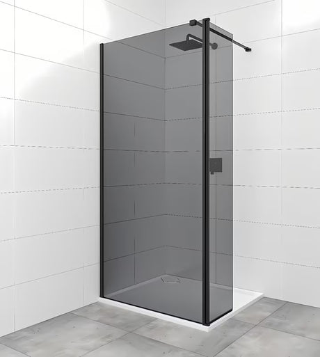 SAT Walk-in ścianka prysznicowa Walk‑in- 120 cm w kolorze czarnym z nieprzezroczystym szkłem z efektem dymionym