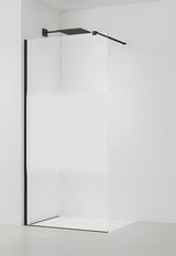 Czarna walk-in ścianka prysznicowa SAT Walk-in 120 cm z przezroczystym szkłem i pasem intymności