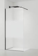 Czarna walk-in ścianka prysznicowa SAT Walk-in 120 cm z przezroczystym szkłem i pasem intymności