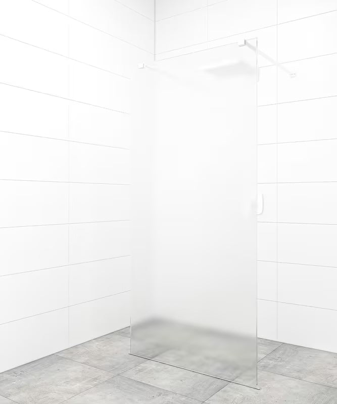 Biała walk-in ścianka prysznicowa SAT Walk-in z przezroczystym szkłem i konstrukcją bezramową
