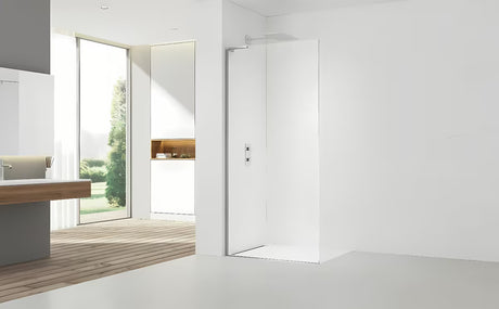Walk-in ścianka prysznicowa SAT Walk-in 120 cm w chromie, z przezroczystym szkłem i konstrukcją bezramową.