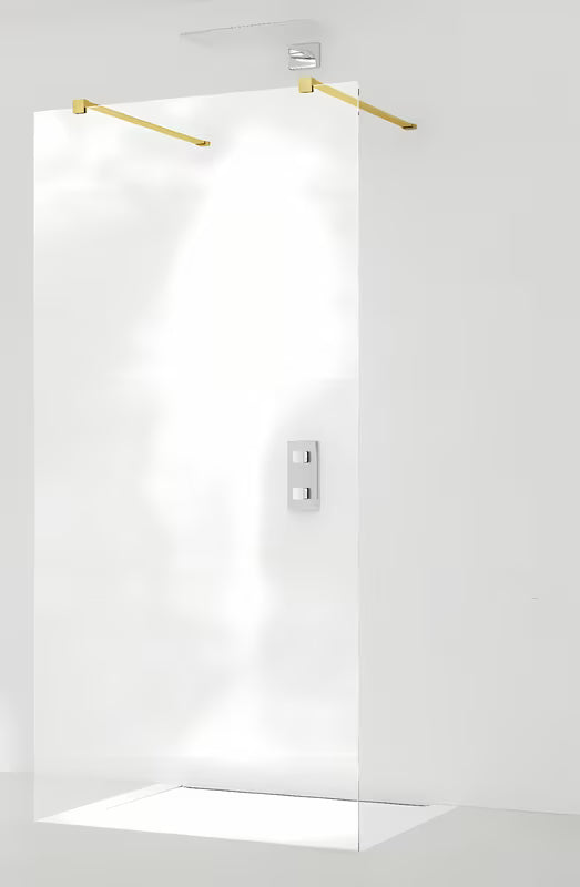 SAT Walk-in ścianka prysznicowa Walk‑in- 120 cm z przezroczystego szkła ze złotym wspornikiem i powłoką EasyClean.