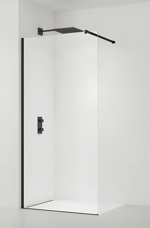 SAT Walk-in ścianka prysznicowa Walk‑in- 130 cm w kolorze czarnym z przezroczystym szkłem bezpiecznym