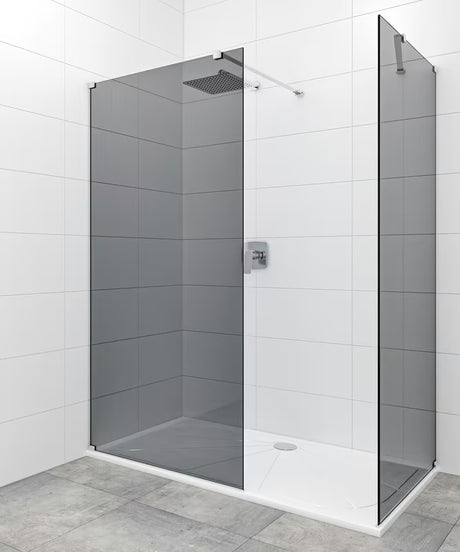 Parawan prysznicowy SAT Walk-in 140x90 cm w błyszczącym chromie z nieprzezroczystym szkłem w dekorze dymionym