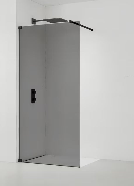 SAT Walk-in ścianka prysznicowa Walk‑in- 140 cm w kolorze czarnym z nieprzezroczystym szkłem w kolorze dymionym