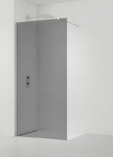 SAT Walk-in ścianka prysznicowa Walk‑in- 140 cm w błyszczącym chromie z nieprzezroczystym szkłem w kolorze dymionym.