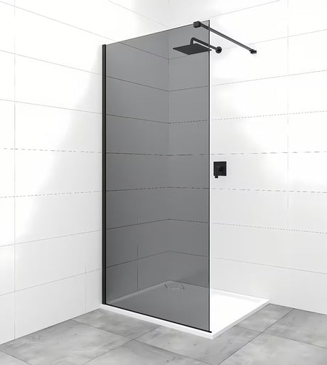 SAT Walk-in ścianka prysznicowa Walk‑in- 140 cm w czarnym wykończeniu z nieprzezroczystym szkłem w kolorze dymionym