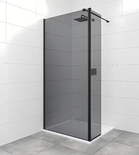 SAT Walk-in ścianka prysznicowa Walk‑in- 140 cm w czarnym wykończeniu z nieprzezroczystym szkłem dymionym