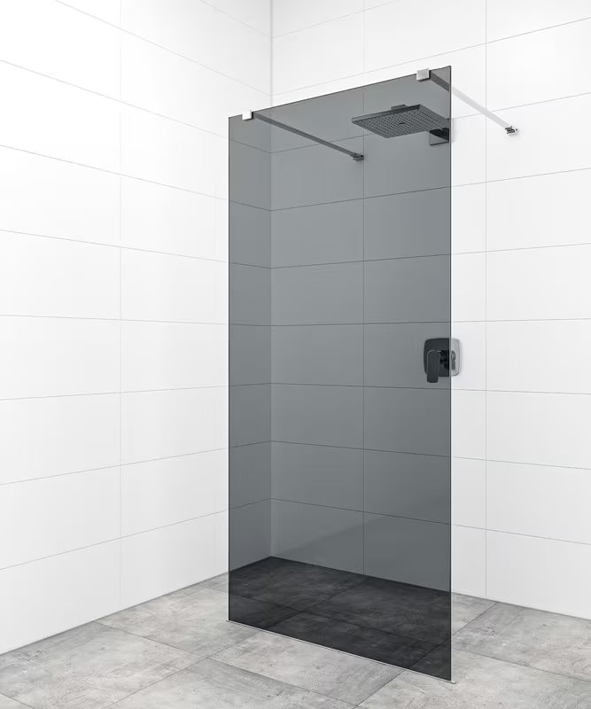 Bezramowy walk-in parawan prysznicowy 140 cm z bezpiecznego szkła z chromowanym wspornikiem