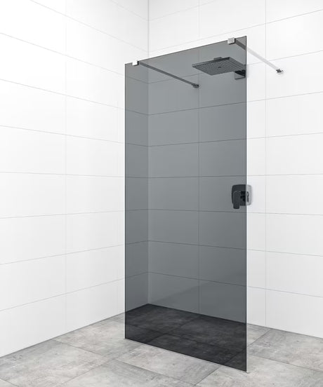 Bezramowy walk-in parawan prysznicowy 140 cm z bezpiecznego szkła z chromowanym wspornikiem