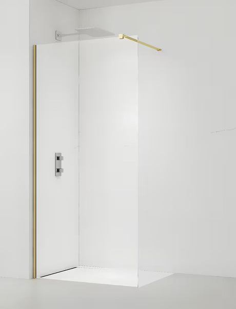 SAT Walk-in ścianka prysznicowa Walk‑in- 140 cm w wykończeniu mosiężnym z przezroczystym szkłem