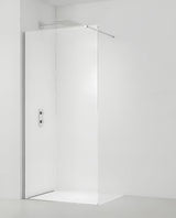 Ścianka prysznicowa SAT Walk-in 60x200 cm z przezroczystym szkłem i profilami w połyskującym chromie.