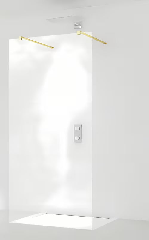 Ścianka prysznicowa Walk‑in- SAT Walk-in 60x200 cm z mosiężnymi profilami i przezroczystym szkłem Easy Clean