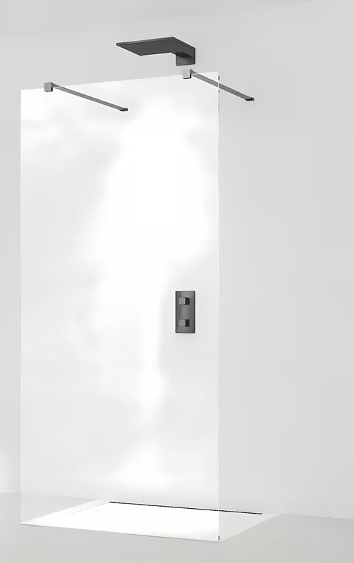 Parawan nawannowy SAT Walk-In 70 cm w kolorze czarnym, z przezroczystym szkłem bez dekoru i powłoką EasyClean.