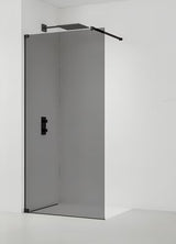 SAT Walk-in ścianka prysznicowa Walk‑in- 80 cm w czarnym wykończeniu z nieprzezroczystym szkłem dymionym