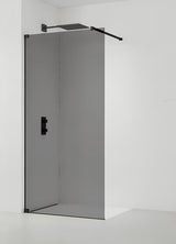 SAT Walk-in ścianka prysznicowa Walk‑in- 80 cm w czarnym wykończeniu z nieprzezroczystym szkłem dymionym