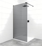 SAT Walk-in ścianka prysznicowa Walk‑in- 80 cm w czarnym wykończeniu z nieprzezroczystym szkłem dymionym