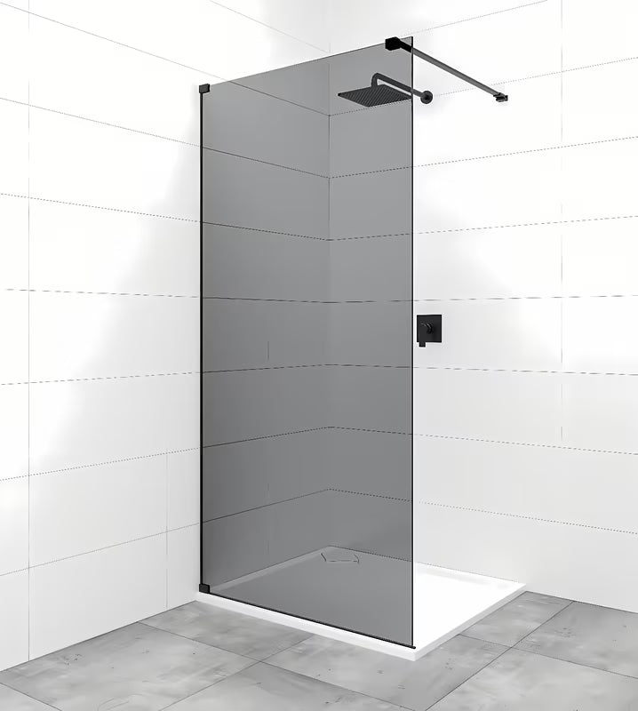SAT Walk-in ścianka prysznicowa Walk‑in- 80 cm w czarnym wykończeniu z nieprzezroczystym szkłem dymionym