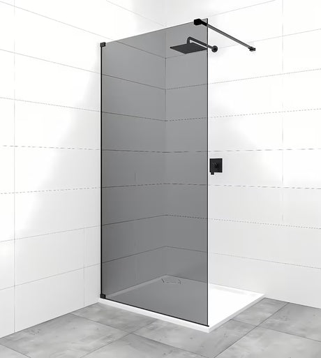 SAT Walk-in ścianka prysznicowa Walk‑in- 80 cm w czarnym wykończeniu z nieprzezroczystym szkłem dymionym