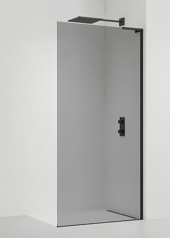 Walk-in ścianka prysznicowa SAT Walk-in 80 cm z przydymionym szkłem i profilami w kolorze czarny mat