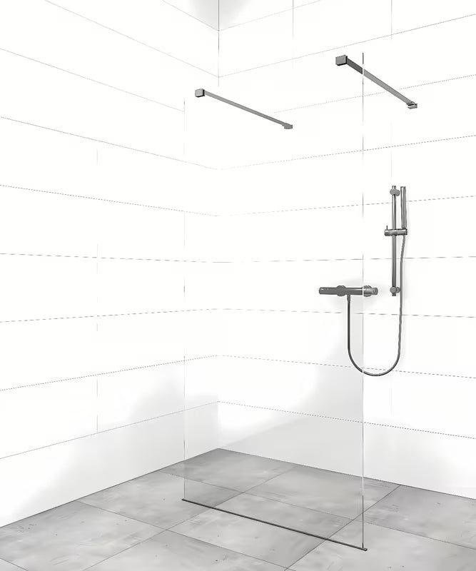 SAT Walk-in ścianka prysznicowa Walk‑in- 80 cm w czarnym wykończeniu, z przezroczystym szkłem bezpiecznym i powłoką EasyClean.