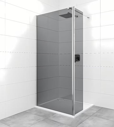 SAT Walk-in ścianka prysznicowa Walk‑in- 90 cm z nieprzezroczystym szkłem z efektem dymionym i w błyszczącym chromie
