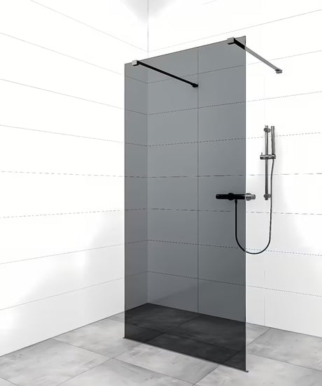 SAT Walk-in ścianka prysznicowa Walk‑in- 90 cm w czarnym wykończeniu, z bezramowym szkłem