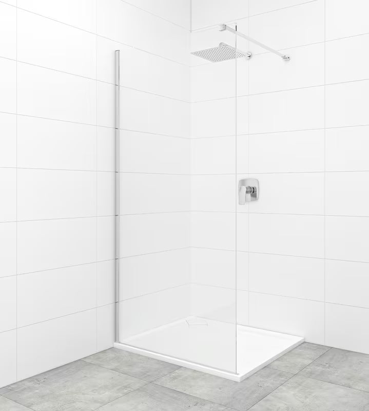 SAT Walk-in ścianka prysznicowa Walk‑in- 90 cm w wykończeniu chrom z przezroczystym szkłem bezpiecznym