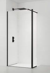 SAT Walk-in ścianka prysznicowa Walk‑in- 90 cm w kolorze czarnym z przezroczystym szkłem bez wzoru